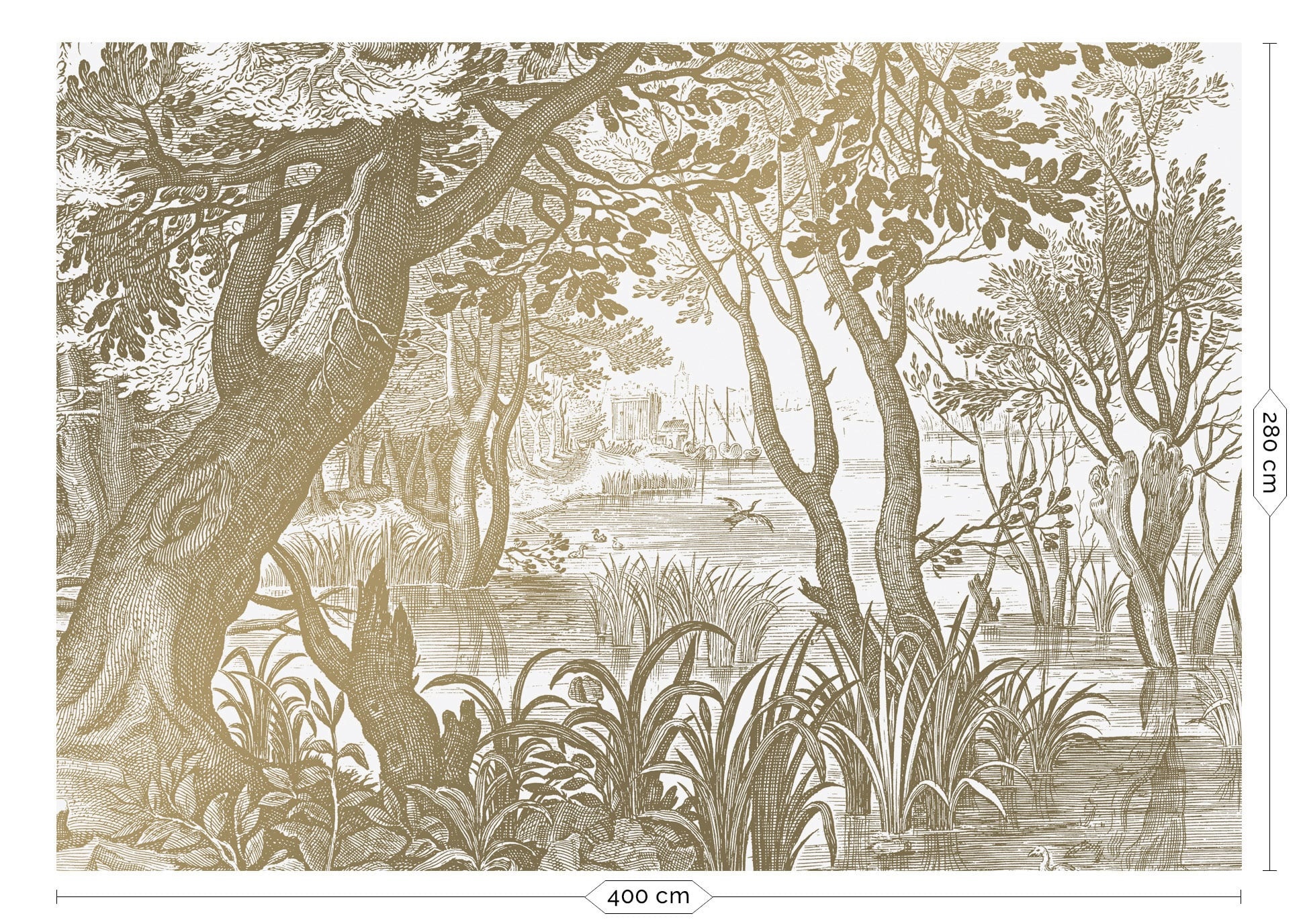 KEK Amsterdam Papier peint paysages or gravés MW-042 - 400x280cm