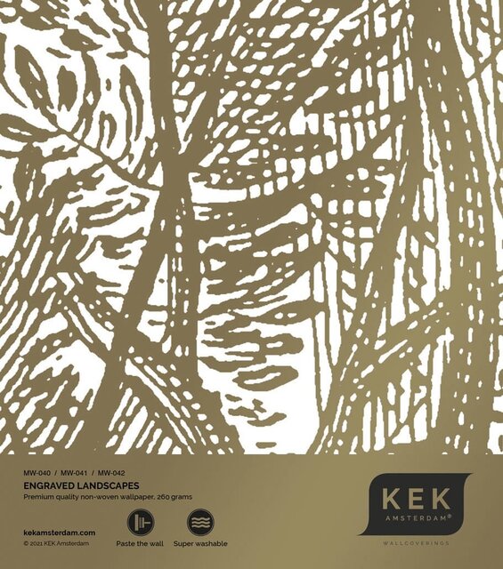 KEK Amsterdam Graverad landskap guld tapet MW-040 - 200x280cm