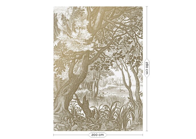 KEK Amsterdam Carta da parati dorata con paesaggi incisi MW-040 - 200x280cm