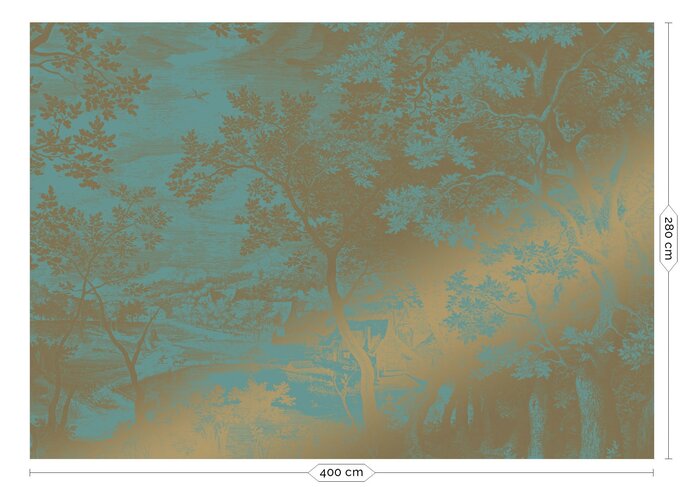 KEK Amsterdam Indgraveret landskaber guld tapet MW-036 - 400x280cm