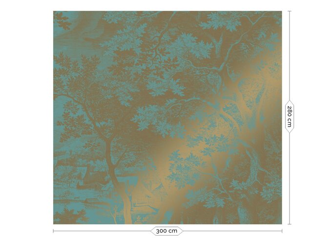 KEK Amsterdam Graverad landskap guld tapet MW-035 - 300x280cm