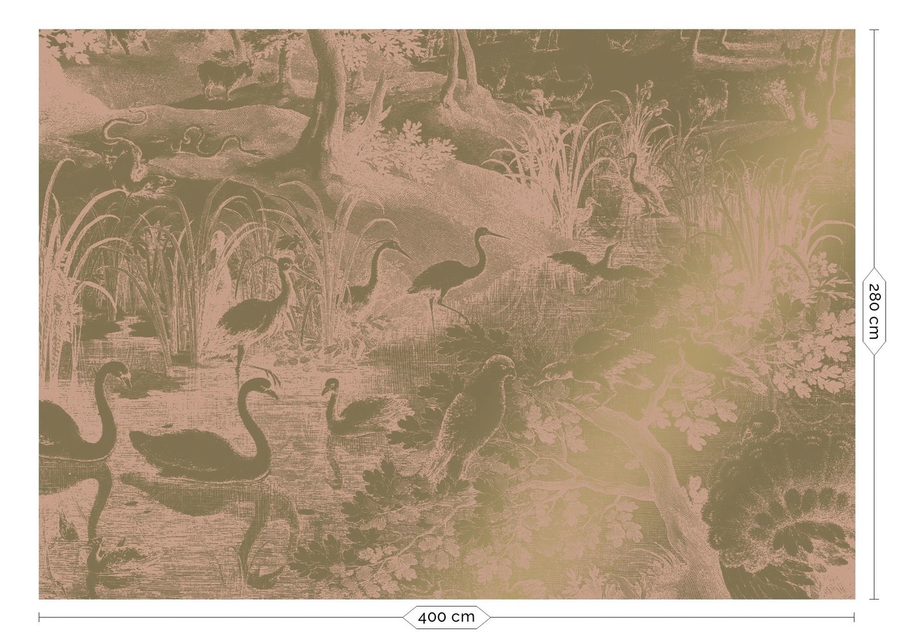 KEK Amsterdam Engraved landscapes gold wallpaper MW-039 - 400x280cm