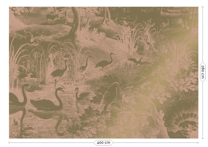 KEK Amsterdam Engraved landscapes gold wallpaper MW-039 - 400x280cm