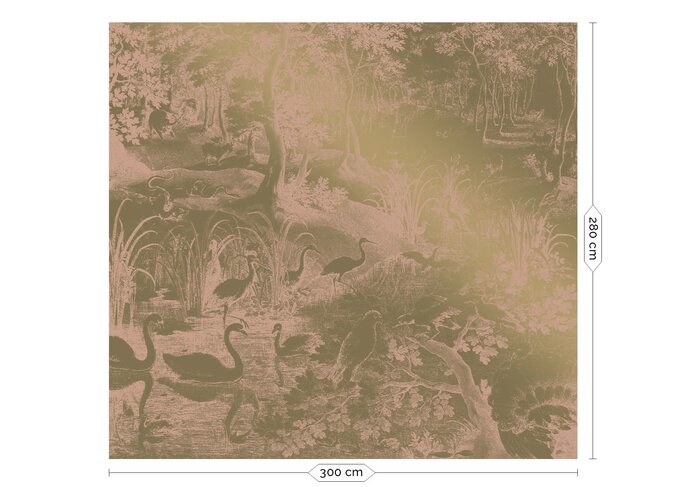 KEK Amsterdam Engraved landscapes gold wallpaper MW-038 - 300x280cm