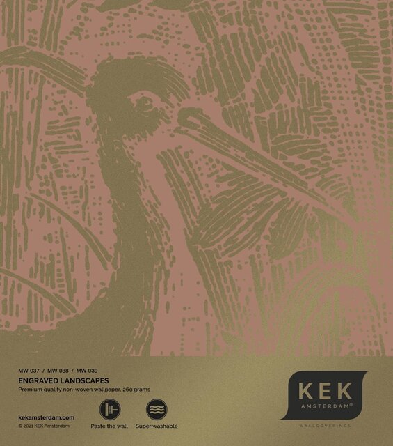 KEK Amsterdam Graverad landskap guld tapet MW-038 - 300x280cm
