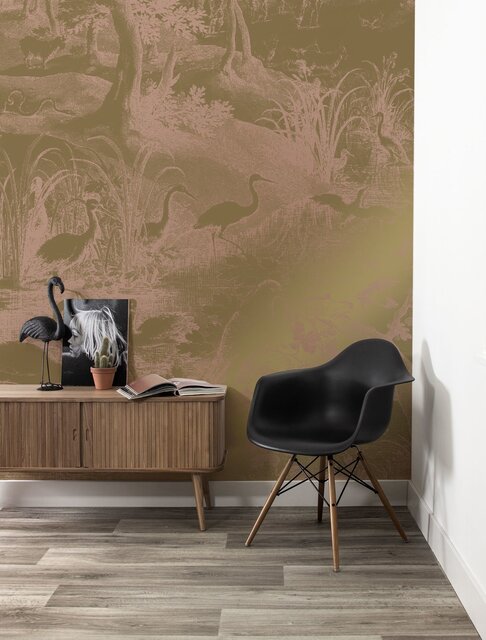 KEK Amsterdam Graverad landskap guld tapet MW-037 - 200x280cm
