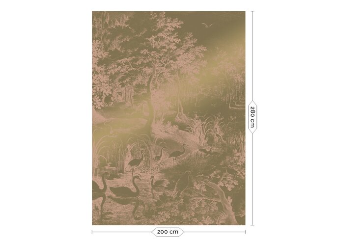 KEK Amsterdam Graverad landskap guld tapet MW-037 - 200x280cm