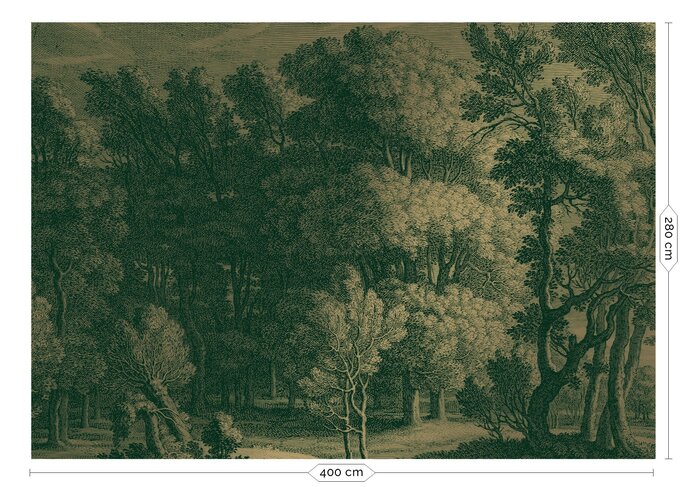KEK Amsterdam Engraved landscapes gold wallpaper MW-033 - 400x280cm