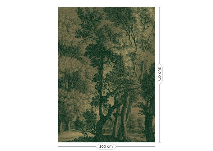 KEK Amsterdam Graverad landskap guld tapet MW-031 - 200x280cm