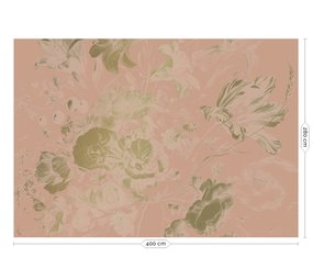 KEK Amsterdam Carta da parati dorata con fiori dell'età dell'oro MW-048 - 400x280cm