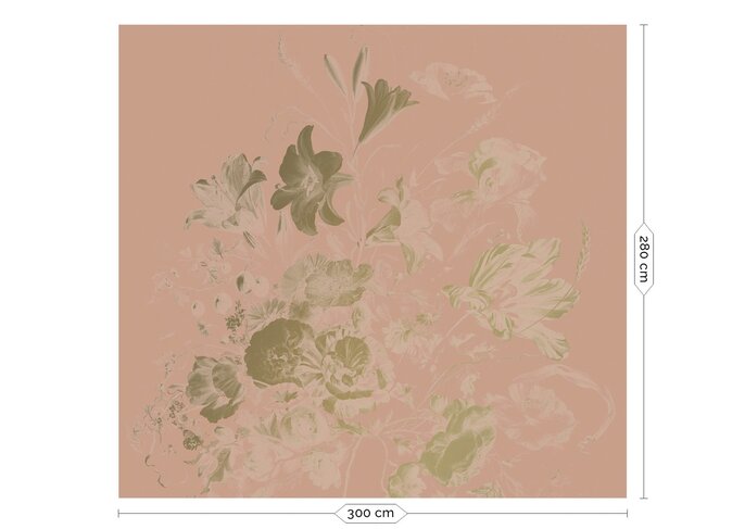 KEK Amsterdam Carta da parati dorata con fiori dell'età dell'oro MW-047 - 300x280cm