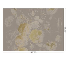 KEK Amsterdam Golden age flowers goud behang MW-045 - 400x280cm KEK Amsterdam Golden age flowers goud behang MW-045 - 400x280cm
