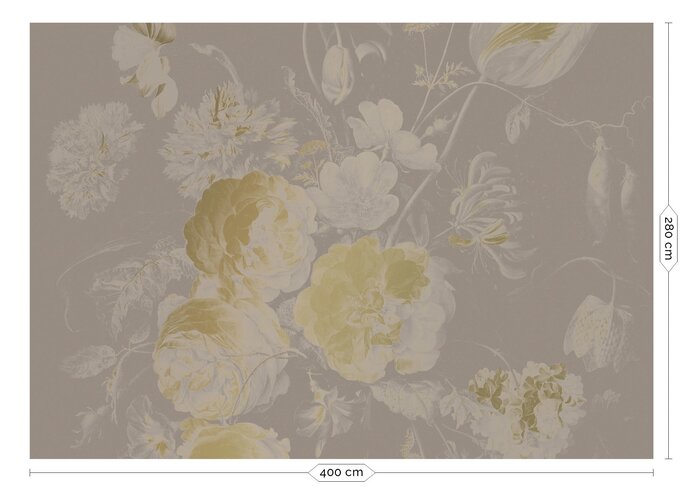 KEK Amsterdam Guldalder blomster guld tapet MW-045 - 400x280cm