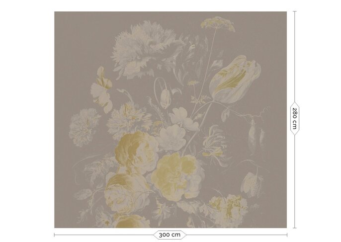 KEK Amsterdam Guldalder blomster guld tapet MW-044 - 300x280cm