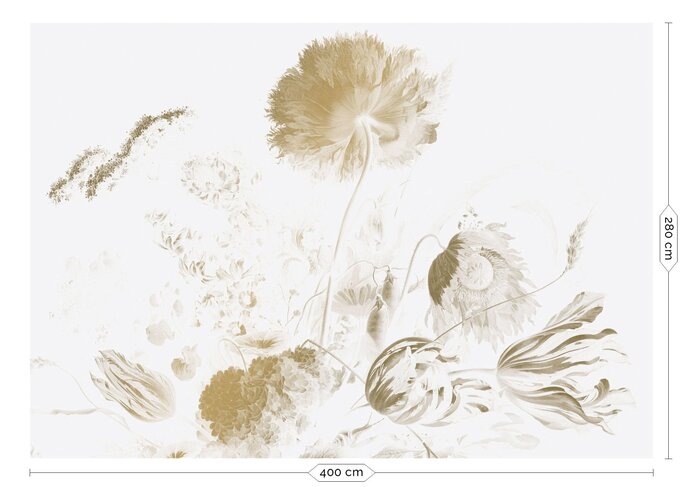 KEK Amsterdam Carta da parati dorata con fiori dell'età dell'oro MW-051 - 400x280cm