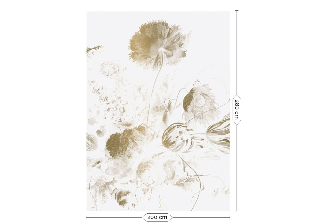KEK Amsterdam Golden age flowers goud behang MW-049 - 200x280cm KEK Amsterdam Golden age flowers goud behang MW-049 - 200x280cm