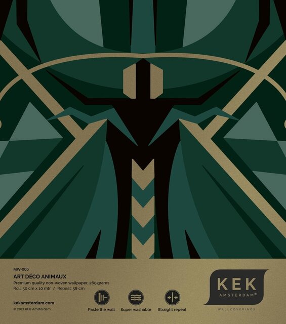 KEK Amsterdam Papier peint art déco or animaux sauterelle - vert