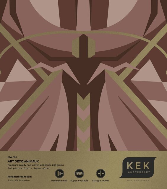 KEK Amsterdam Papier peint art déco or animaux sauterelle - taupe