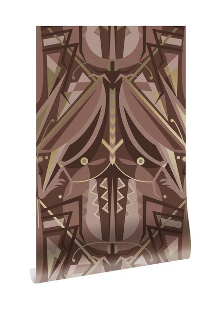 KEK Amsterdam Art deco goud behang animaux grasshopper - taupe