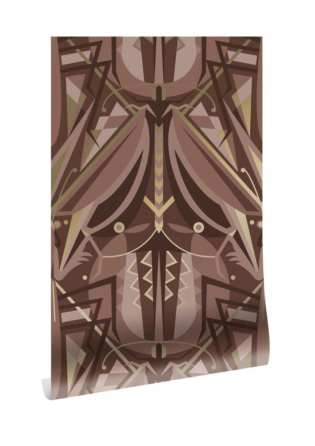 KEK Amsterdam Papier peint art déco or animaux sauterelle - taupe