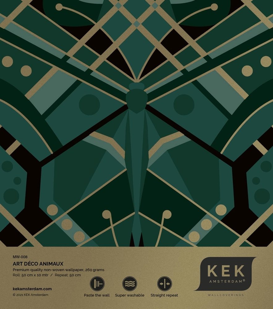 KEK Amsterdam Art Decó Papel Tapiz Dorado Animaux Mariposa - Verde KEK Amsterdam Art Decó Papel Tapiz Dorado Animaux Mariposa - Verde