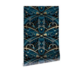 KEK Amsterdam Art deco gold wallpaper animaux beetle - blue KEK Amsterdam Art deco gold wallpaper animaux beetle - blue