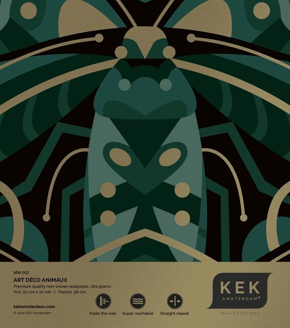 KEK Amsterdam Art Deco Goldtapete Animaux Käfer - grün