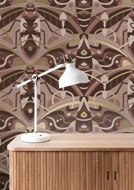 KEK Amsterdam Art deco guld tapet animaux bille - taupe