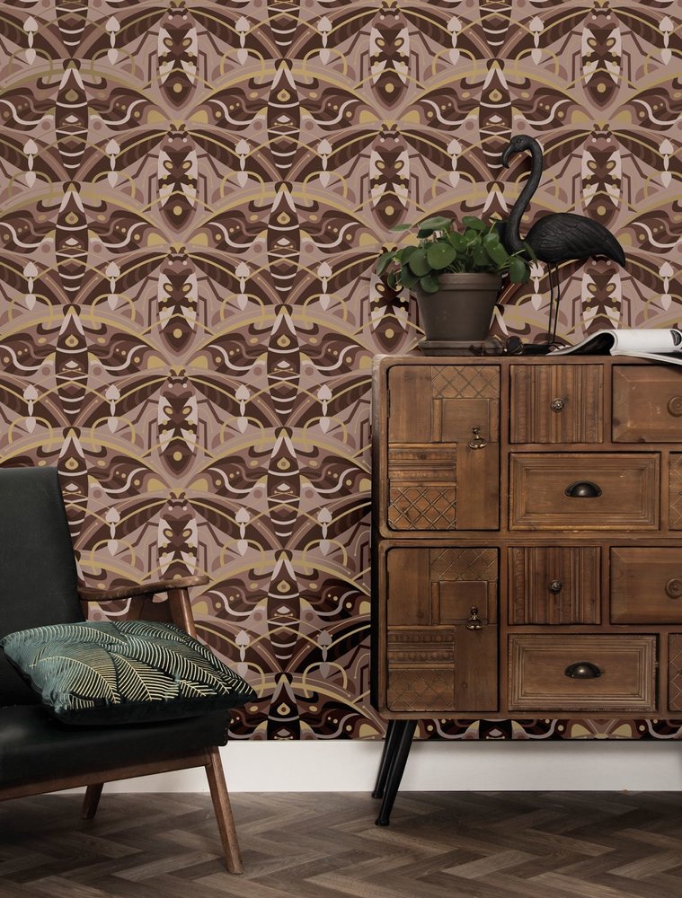 KEK Amsterdam Art deco goud behang animaux beetle - taupe KEK Amsterdam Art deco goud behang animaux beetle - taupe