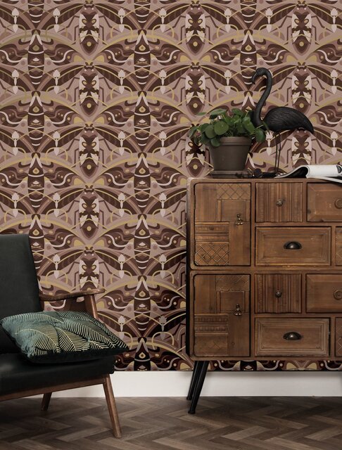 KEK Amsterdam Papier peint art déco or animaux scarabée - taupe