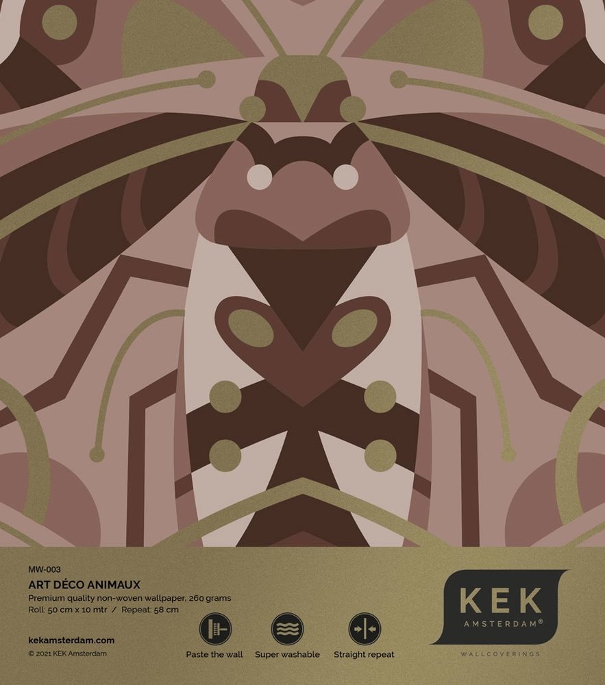 KEK Amsterdam Art deco goud behang animaux beetle - taupe KEK Amsterdam Art deco goud behang animaux beetle - taupe