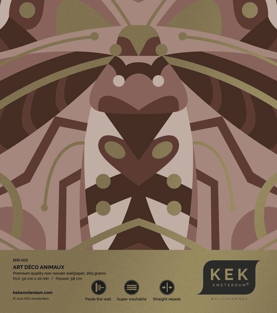 KEK Amsterdam Art deco goud behang animaux beetle - taupe