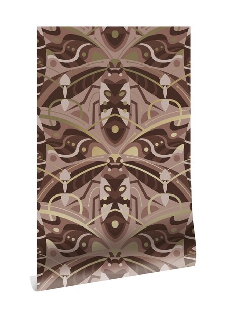 KEK Amsterdam Art deco goud behang animaux beetle - taupe