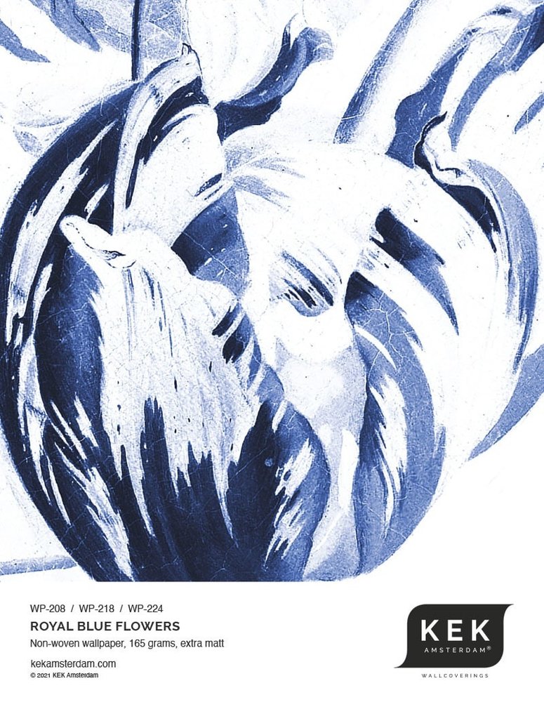 KEK Amsterdam Papier peint fleurs bleu roi cercle SC-002 - ø 142,5 cm