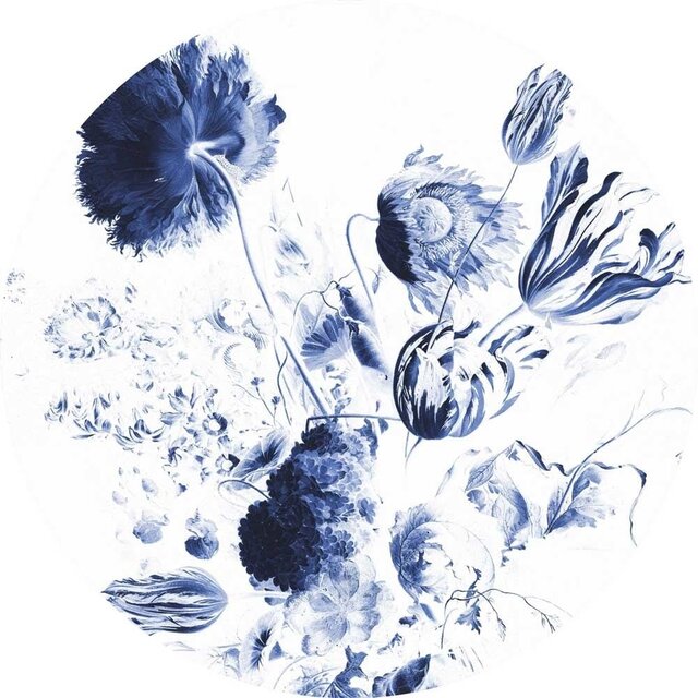 KEK Amsterdam Cercle de papier peint fleurs bleu roi CK-002 - ø190cm