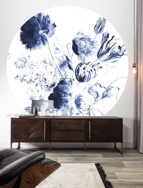 KEK Amsterdam Royal blue flowers behangcirkel BC-002 - ø237,5cm