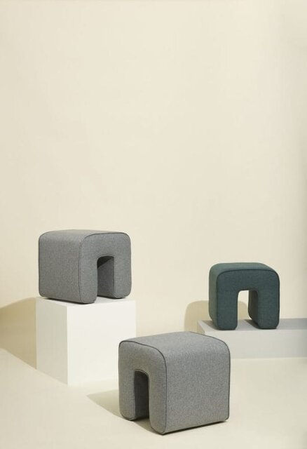Hubsch Escultura puf gris - 101501