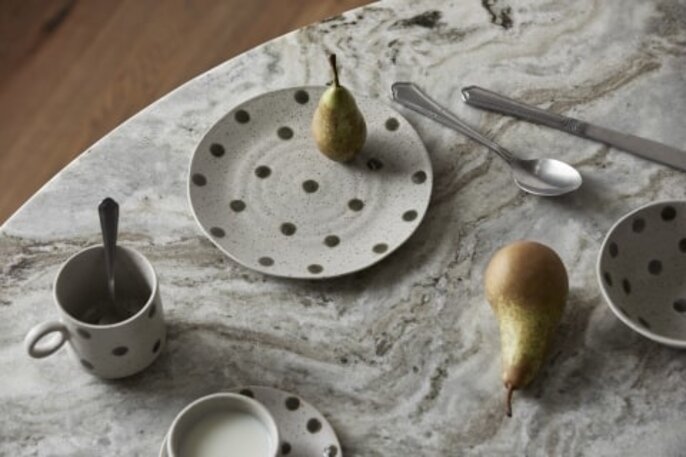 Nordal Körniges Geschirr Sand/Grün Set mit 4 Stück - 57035