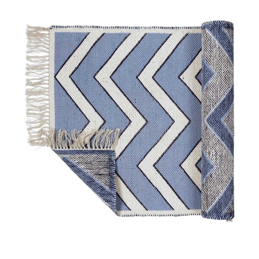 Broste Copenhagen Noah tæppe blåt 70x140cm - 70070338 Broste Copenhagen Noah tæppe blåt 70x140cm - 70070338