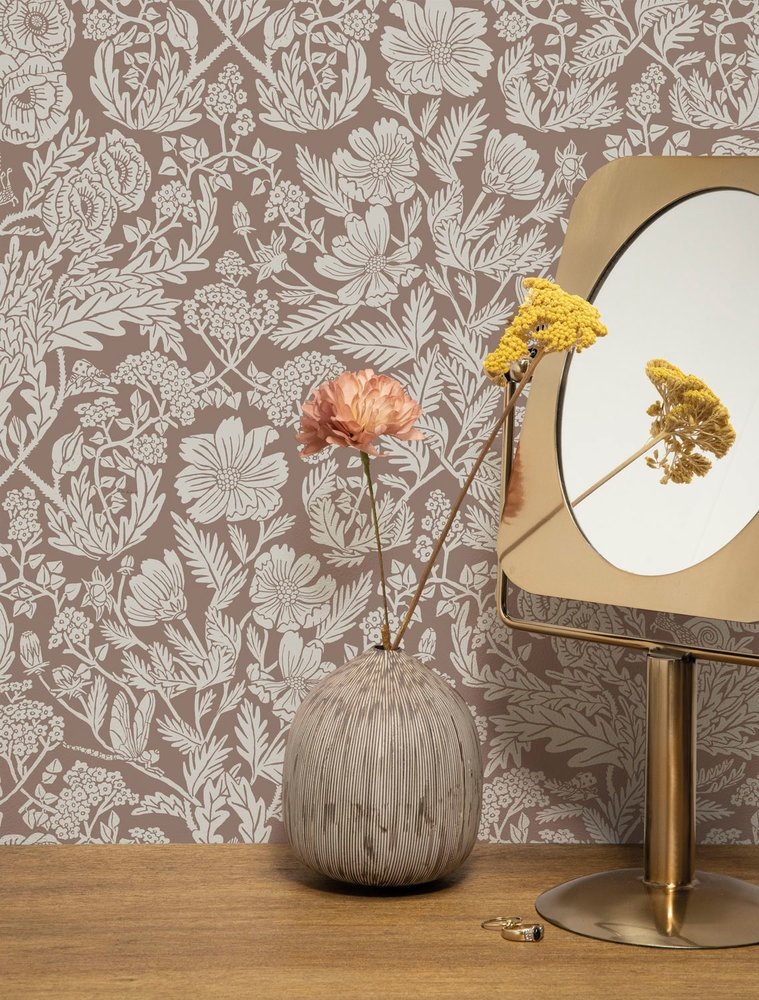 KEK Amsterdam Drawn floral wallpaper 100x280cm nude - FR-002 KEK Amsterdam Drawn floral wallpaper 100x280cm nude - FR-002