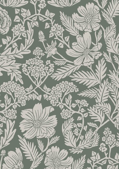 KEK Amsterdam Bloemen behang groen 100x280cm FR-004