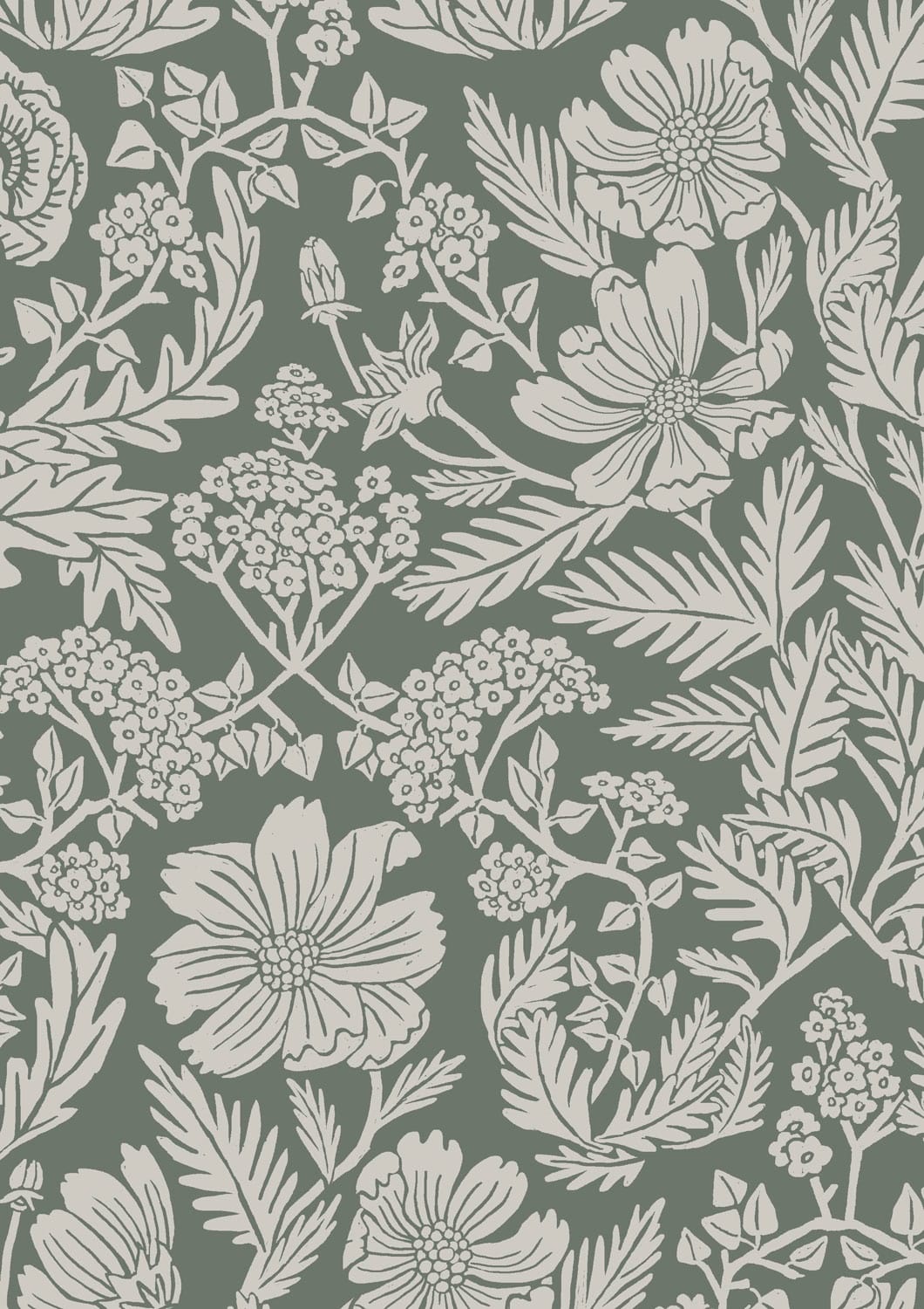 KEK Amsterdam Papier peint floral vert 100x280cm FR-004