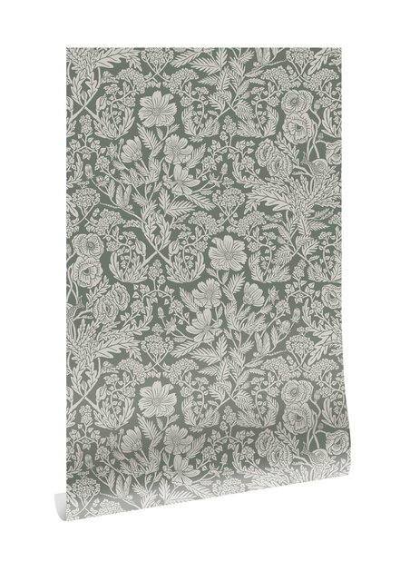 KEK Amsterdam Bloemen behang groen 100x280cm FR-004