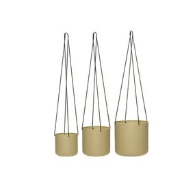 Hubsch Bloom hanging flower pots beige set of 3 pieces