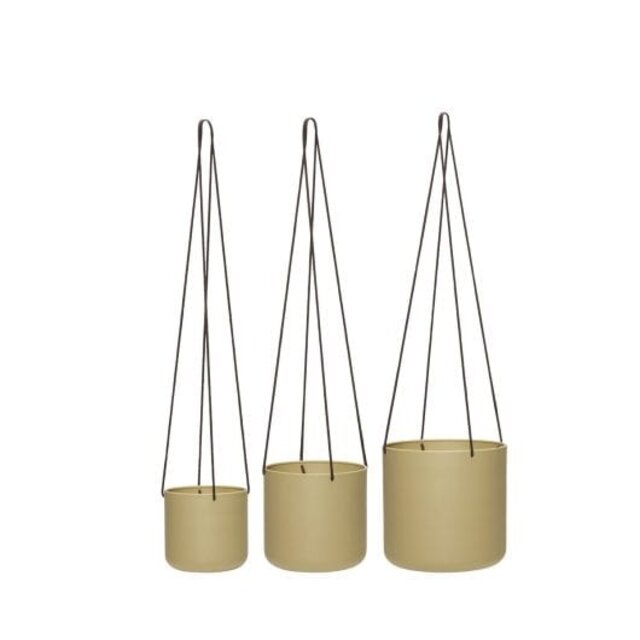 Hubsch Bloom hängande blomkrukor beige set med 3 delar - 941601