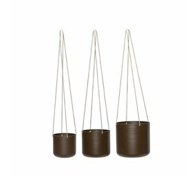 Hubsch Bloom hangende bloempotten bruin set van 3 stuks Hubsch Bloom hangende bloempotten bruin set van 3 stuks
