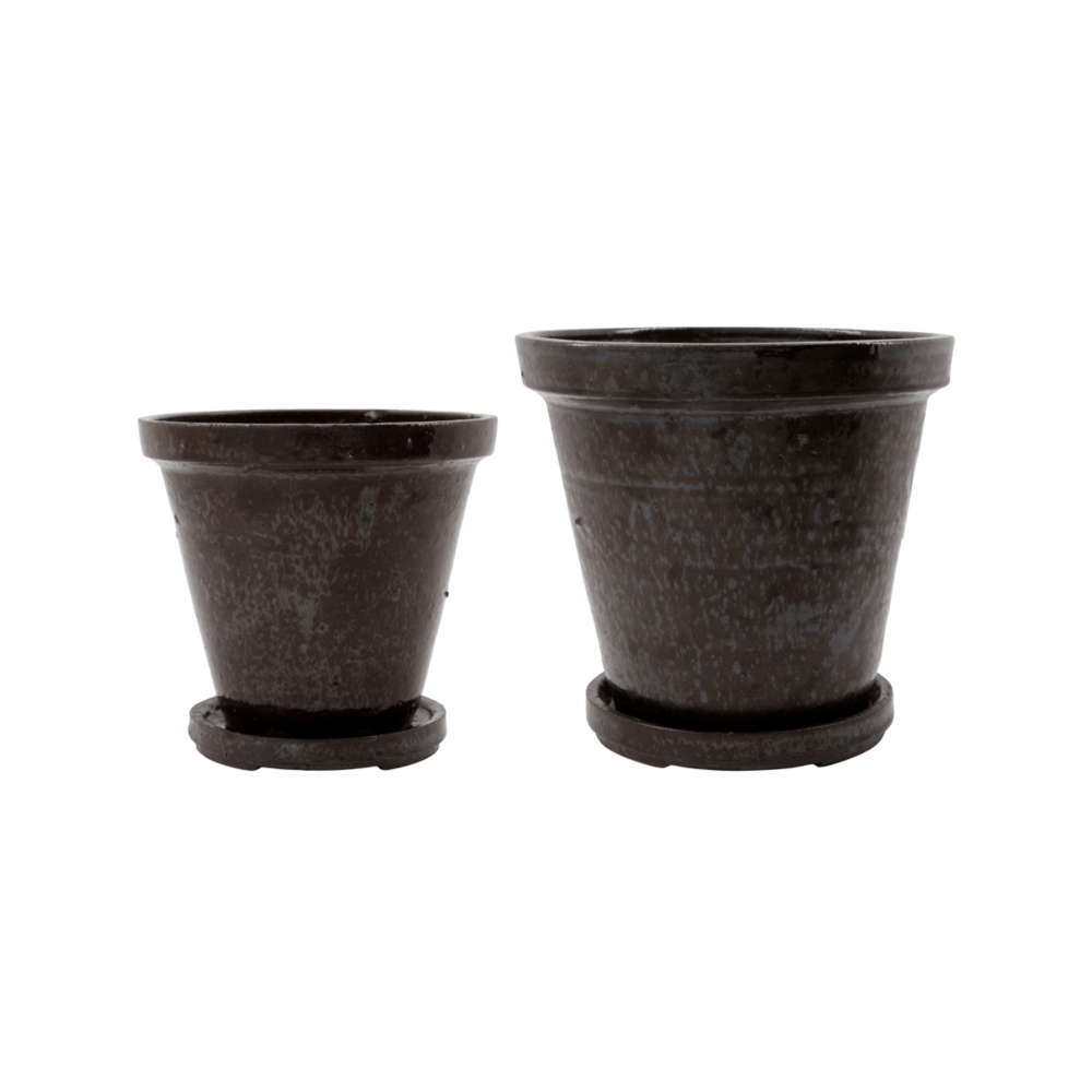 House Doctor Flower Pot de fleurs avec soucoupe set de 2 pièces marron - 210140601 House Doctor Flower Pot de fleurs avec soucoupe set de 2 pièces marron - 210140601