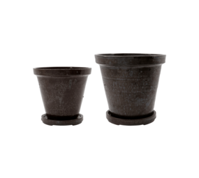 House Doctor Flower pot de fleurs avec soucoupe lot de 2 pièces marron