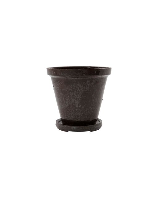 House Doctor Flower bloempot met schotel set van 2 stuks bruin - 210140601