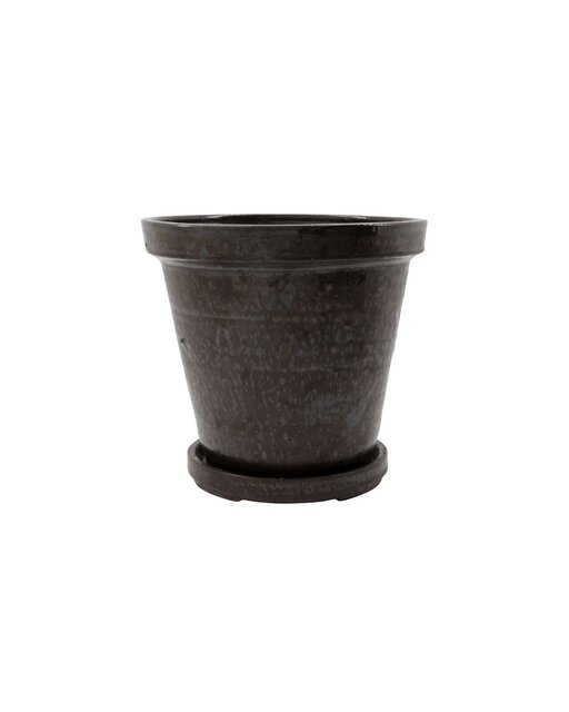 House Doctor Flower bloempot met schotel set van 2 stuks bruin - 210140601
